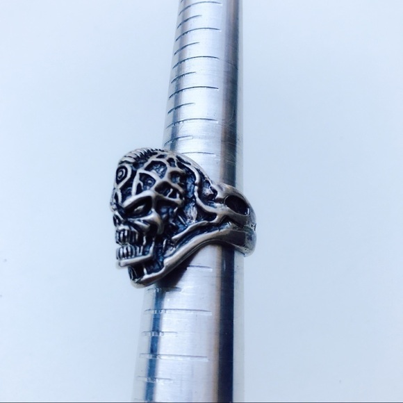 Heavy Sterling Silver Artisan Alien Sci-Fi Ring 8 - Picture 4 of 8